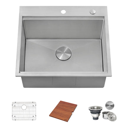 Ruvati 25 x 22 x 12 inch Drop-in Topmount Laundry Utility Workstation Sink 16 Gauge Stainless Steel - RVU6425 Ruvati