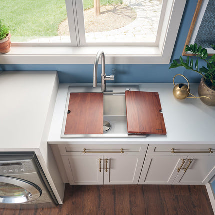 Ruvati 25 x 22 x 12 inch Drop-in Topmount Laundry Utility Workstation Sink 16 Gauge Stainless Steel - RVU6425 Ruvati