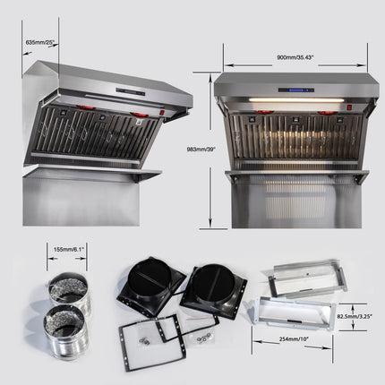 Forno Savona 36-Inch Wall Mount Range Hood, Baffle Filters, Backsplash Included FORNO
