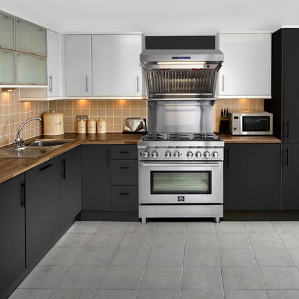 Forno Savona 36-Inch Wall Mount Range Hood, Baffle Filters, Backsplash Included FORNO