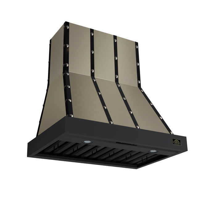 Valente 36" Range Hood in Black with 427 CFM, 3 speeds, Dishwasher safe Baffle filters, LED Lights and Remote Control FORNO