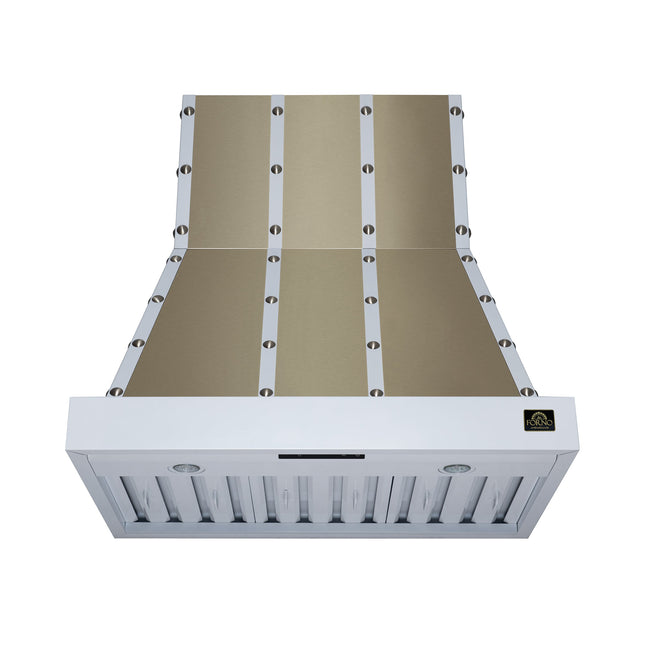Valente 36" Range Hood in White with 427 CFM, 3 speeds, Dishwasher safe Baffle filters, LED Lights and Remote Control FORNO