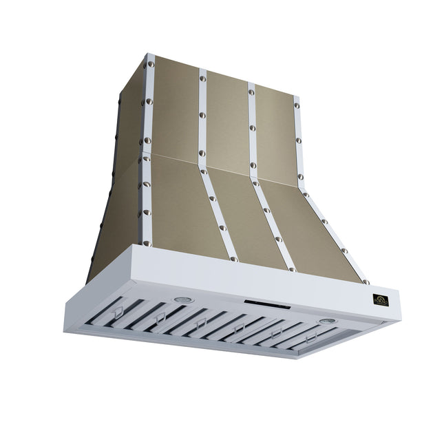 Valente 36" Range Hood in White with 427 CFM, 3 speeds, Dishwasher safe Baffle filters, LED Lights and Remote Control FORNO