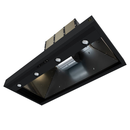 Valente 48" Range Hood in Black with 304 CFM, 3 speeds, Dishwasher safe Baffle filters, LED Lights and Remote Control FORNO