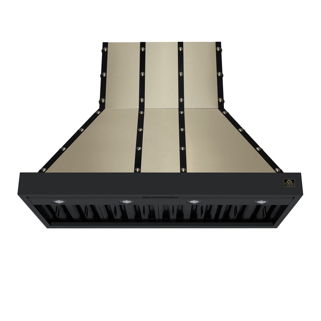 Valente 48" Range Hood in Black with 304 CFM, 3 speeds, Dishwasher safe Baffle filters, LED Lights and Remote Control FORNO