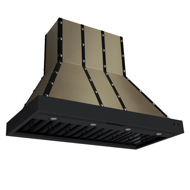 Valente 48" Range Hood in Black with 304 CFM, 3 speeds, Dishwasher safe Baffle filters, LED Lights and Remote Control FORNO