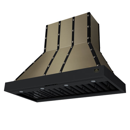 Valente 48" Range Hood in Black with 304 CFM, 3 speeds, Dishwasher safe Baffle filters, LED Lights and Remote Control FORNO