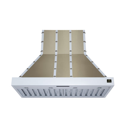 Valente 48" Range Hood in White with 304 CFM, 3 speeds, Dishwasher safe Baffle filters, LED Lights and Remote Control FORNO