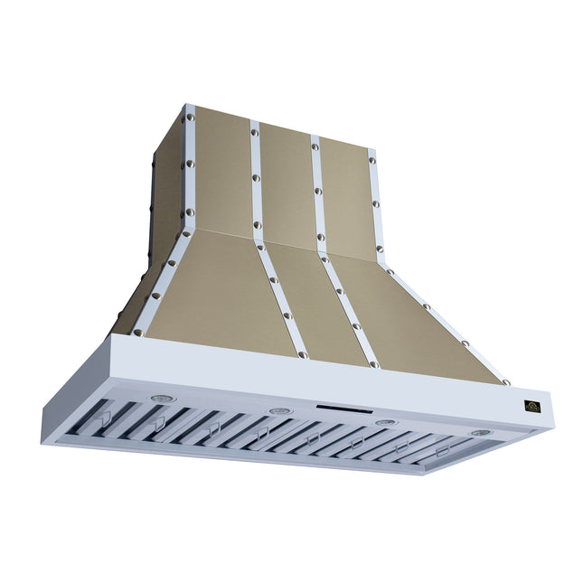 Valente 48" Range Hood in White with 304 CFM, 3 speeds, Dishwasher safe Baffle filters, LED Lights and Remote Control FORNO