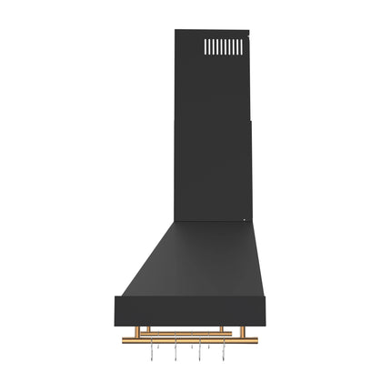 Forno Venezia 48 Inch Wall-Mounted Range Hood in Black with Antique Brass Accessories, Touch Controls and Baffle Filters FORNO