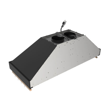 Forno Venezia 48 Inch Wall-Mounted Range Hood in Black with Antique Brass Accessories, Touch Controls and Baffle Filters FORNO
