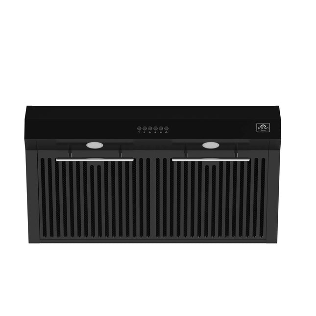 Forno Bari Espresso 30-Inch Under Cabinet Range Hood, Black, 600 CFM, LED Lighting, Dishwasher-Safe Baffle Filters, 3-Speed Fan Control FORNO