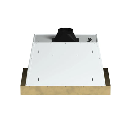 Forno Vittorio 36-Inch Wall Mount Range Hood, White with Antique Brass Trim, 600 CFM Airflow, Dishwasher-Safe Baffle Filters, Remote Control, 3-Speed Fan, Bright LED Lighting. FORNO
