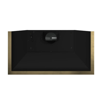 Forno Vittorio 48-Inch Wall Mount Range Hood, Black with Antique Brass Trim, 600 CFM Airflow, Dishwasher-Safe Baffle Filters, Remote Control, 3-Speed Fan, Bright LED Lighting. FORNO