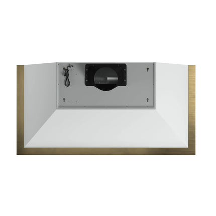 Forno Vittorio 48-Inch Wall Mount Range Hood, White with Antique Brass Trim, 424 CFM Airflow, Dishwasher-Safe Baffle Filters, Remote Control, 3-Speed Fan, Bright LED Lighting FORNO