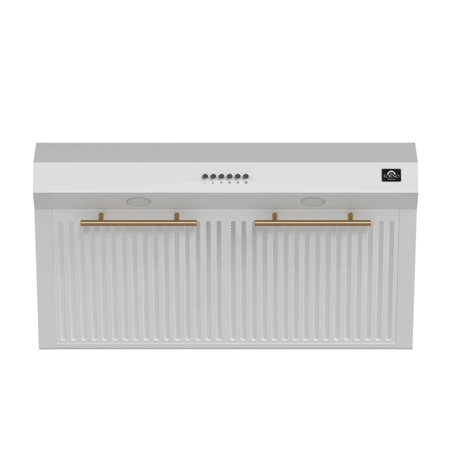 Forno Bari Espresso 30-Inch Under Cabinet Range Hood, White, 600 CFM, LED Lighting, Dishwasher-Safe Baffle Filters, 3-Speed Fan Control FORNO