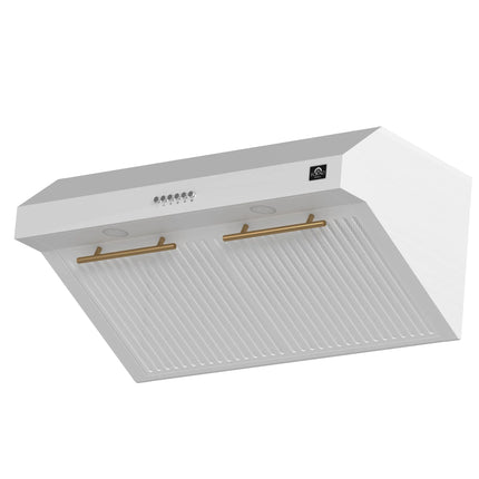 Forno Bari Espresso 30-Inch Under Cabinet Range Hood, White, 600 CFM, LED Lighting, Dishwasher-Safe Baffle Filters, 3-Speed Fan Control FORNO