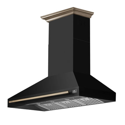 Forno Aria 48 Inch Wall-Mounted Range Hood in Black FORNO