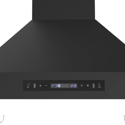 Forno Venezia 30 Inch Wall-Mounted Range Hood in Black with Touch Controls and Baffle Filters FORNO