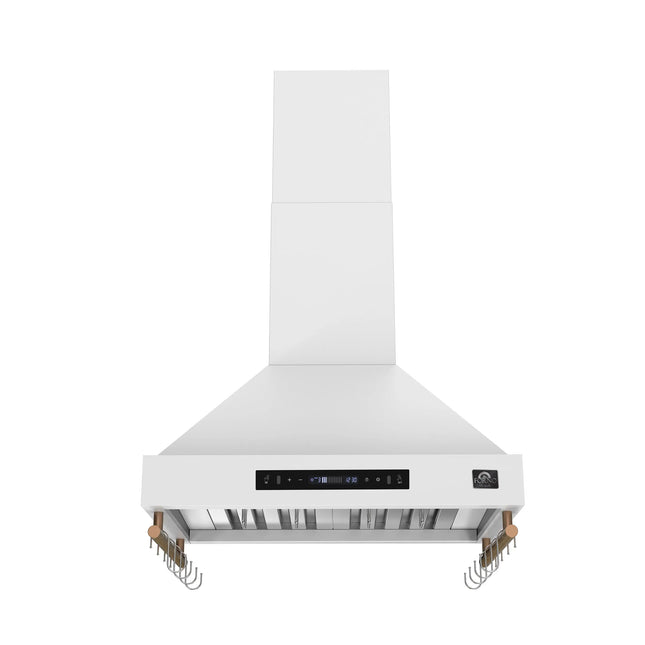 Forno Venezia 30 Inch Wall-Mounted Range Hood in White with Touch Controls and Baffle Filters FORNO
