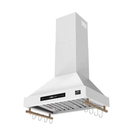 Forno Venezia 30 Inch Wall-Mounted Range Hood in White with Touch Controls and Baffle Filters FORNO