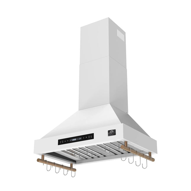 Forno Venezia 30 Inch Wall-Mounted Range Hood in White with Touch Controls and Baffle Filters FORNO