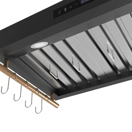 Forno Venezia 36 Inch Wall-Mounted Range Hood in Black with Touch Controls and Baffle Filters FORNO