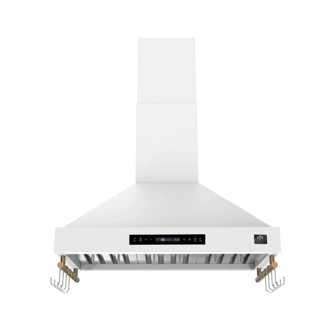 Forno Venezia 36 Inch Wall-Mounted Range Hood in White with Touch Controls and Baffle Filters FORNO