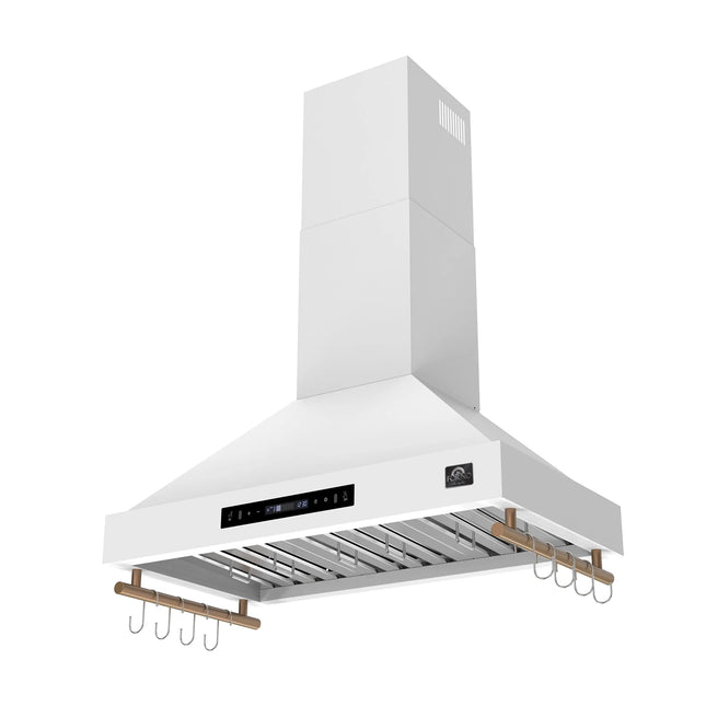 Forno Venezia 36 Inch Wall-Mounted Range Hood in White with Touch Controls and Baffle Filters FORNO