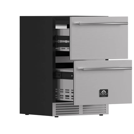 Forno Cosenza 24" Built-In Indoor/Outdoor Drawer Freezer with Ice Maker, 4.69 cu.ft. FORNO