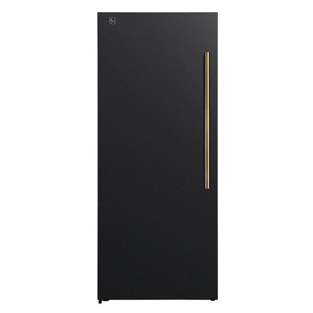 Forno Maderno 28-Inch Convertible Upright Freezer/Refrigerator in Black with Antique Brass Handle, 13.6 cu.ft., Left Swing FORNO