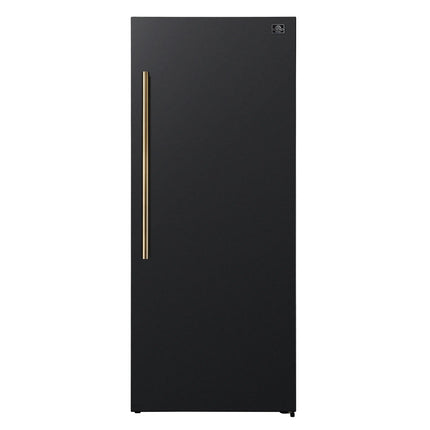 Forno Maderno 28-Inch Convertible Freezer/Refrigerator in Black with Antique Brass Handle, 13.6 cu.ft. Right Swing FORNO
