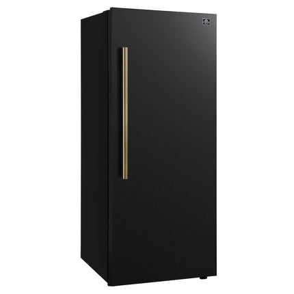 Forno Maderno 28-Inch Convertible Freezer/Refrigerator in Black with Antique Brass Handle, 13.6 cu.ft. Right Swing FORNO