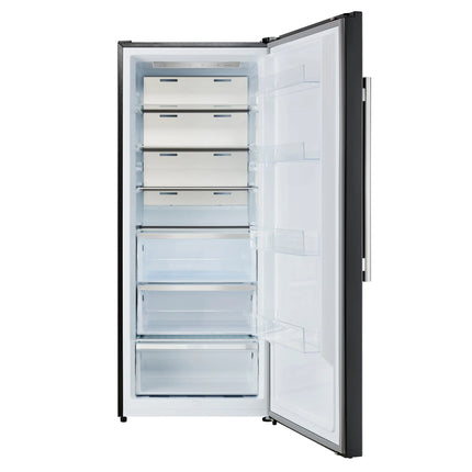 Forno Maderno 28-Inch Convertible Freezer/Refrigerator in Black with Antique Brass Handle, 13.6 cu.ft. Right Swing FORNO