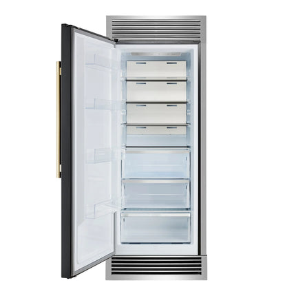 Forno Maderno 28" Built-In Convertible Refrigerator in Black, 13.6 cu.ft. Left Swing with Decorative Grill - 32" Wide FORNO