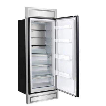 Forno Maderno 28-Inch Built-In Convertible Refrigerator in Black with Antique Brass Handle, 13.6 cu.ft. Right Swing with Decorative Grill - 32-Inch Wide FORNO