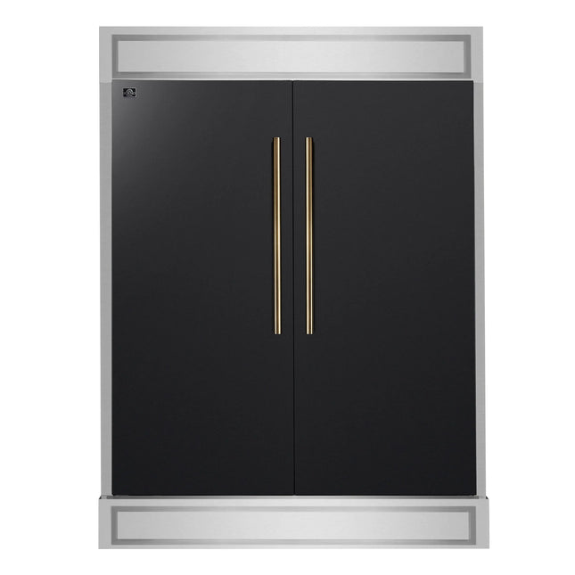 Forno Maderno 2-28-Inch Wide Convertible Refrigerator/Freezer in Black, Decorative Trim, 27.2 cu.ft, 84-Inch High, ENERGY STAR Certified FORNO