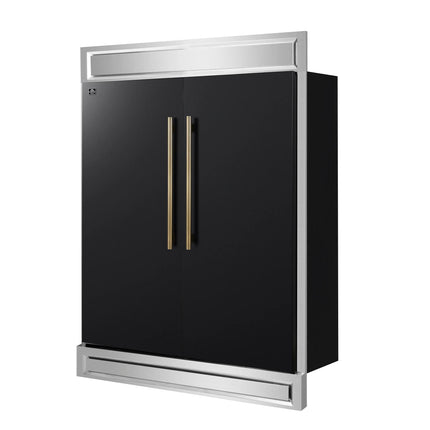 Forno Maderno 2-28-Inch Wide Convertible Refrigerator/Freezer in Black, Decorative Trim, 27.2 cu.ft, 84-Inch High, ENERGY STAR Certified FORNO