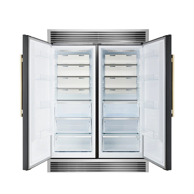 Forno Maderno 2-28-Inch Wide Convertible Refrigerator/Freezer in Black, Decorative Trim Grill, 27.2 cu.ft, 84-Inch High, ENERGY STAR Certified FORNO