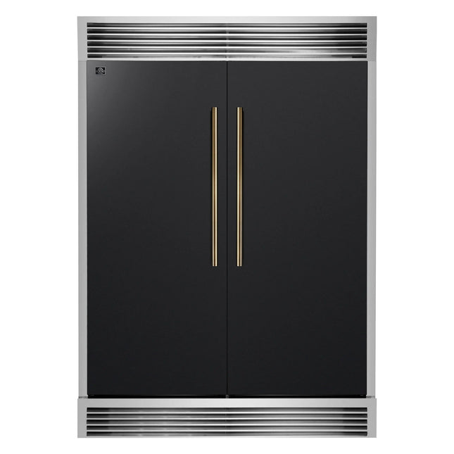 Forno Maderno 2-28-Inch Wide Convertible Refrigerator/Freezer in Black, Decorative Trim Grill, 27.2 cu.ft, 84-Inch High, ENERGY STAR Certified FORNO