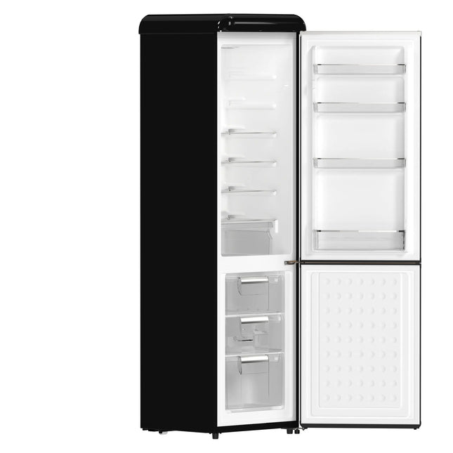 Forno Storico 22-Inch Retro bottom freezer Fridge in Black, 9 cu.ft, copper-tone handle FORNO