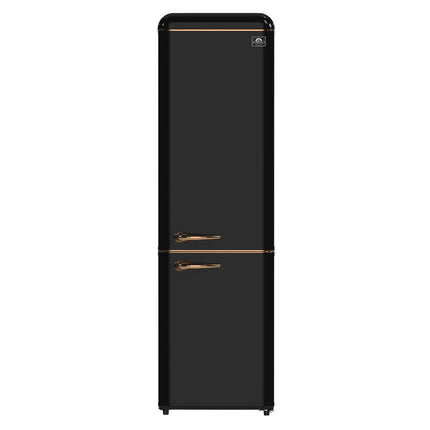 Forno Storico 22-Inch Retro bottom freezer Fridge in Black, 9 cu.ft, copper-tone handle FORNO