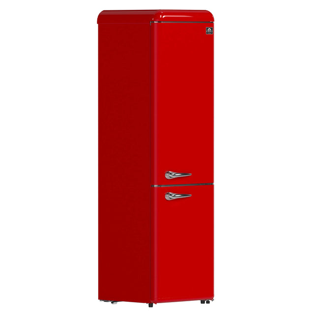 Forno Storico 22-Inch Retro bottom freezer Fridge in Red, 9 cu.ft, silver handle FORNO