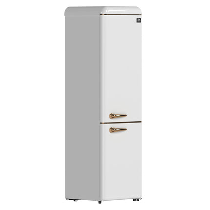 Forno Storico 22-Inch Retro bottom freezer Fridge in White, 9 cu.ft, copper-tone handle FORNO
