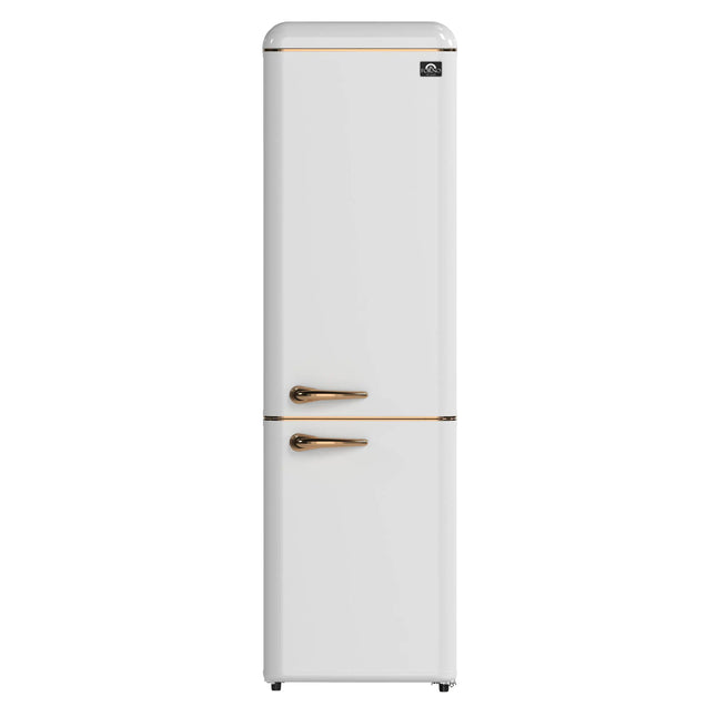 Forno Storico 22-Inch Retro bottom freezer Fridge in White, 9 cu.ft, copper-tone handle FORNO