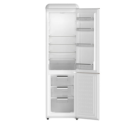 Forno Storico 22-Inch Retro bottom freezer Fridge in White, 9 cu.ft, copper-tone handle FORNO