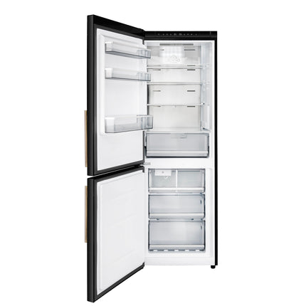 Custodia 24" Bottom Freezer, 10.3 cf., Left Swing, Ice Maker, Total No frost, Black, Antique Brass handles FORNO