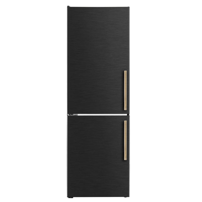 Custodia 24" Bottom Freezer, 10.3 cf., Left Swing, Ice Maker, Total No frost, Black, Antique Brass handles FORNO