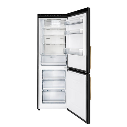 Custodia 24" Bottom Freezer, 10.3 cf., Right Swing, Total No frost, Black, Antique Brass handles FORNO