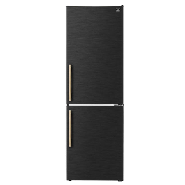 Custodia 24" Bottom Freezer, 10.3 cf., Right Swing, Total No frost, Black, Antique Brass handles FORNO